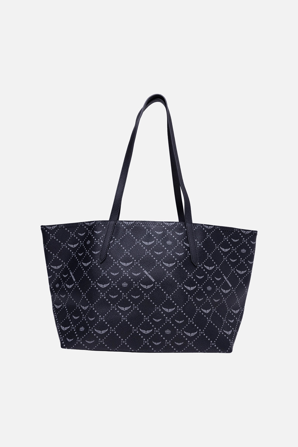 Zadig&Voltaire women’s tote bag in black, back view, wide open-top silhouette with long shoulder straps