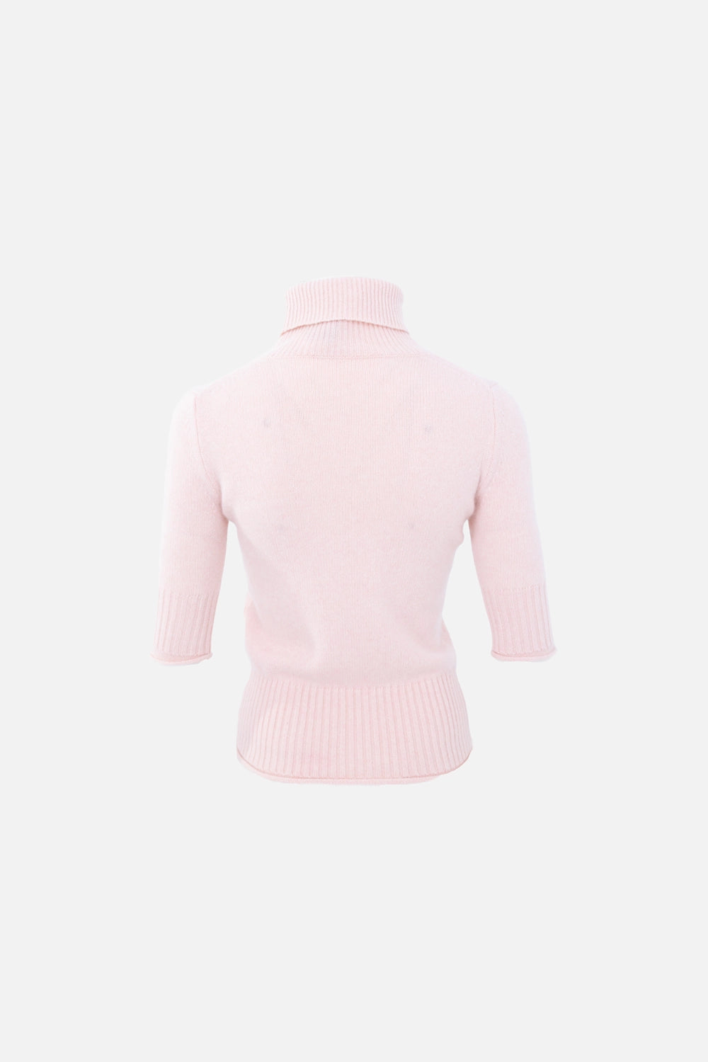 Pre-owned Sportmax turtleneck sweater in pink, back view, rib-knit roll neck and hem