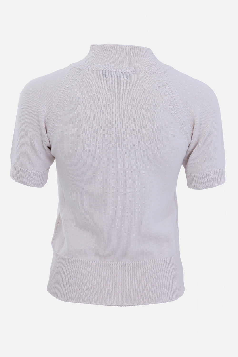 Vivienne Westwood women's Limestone turtleneck top, back view with raglan seams and wide ribbed hem