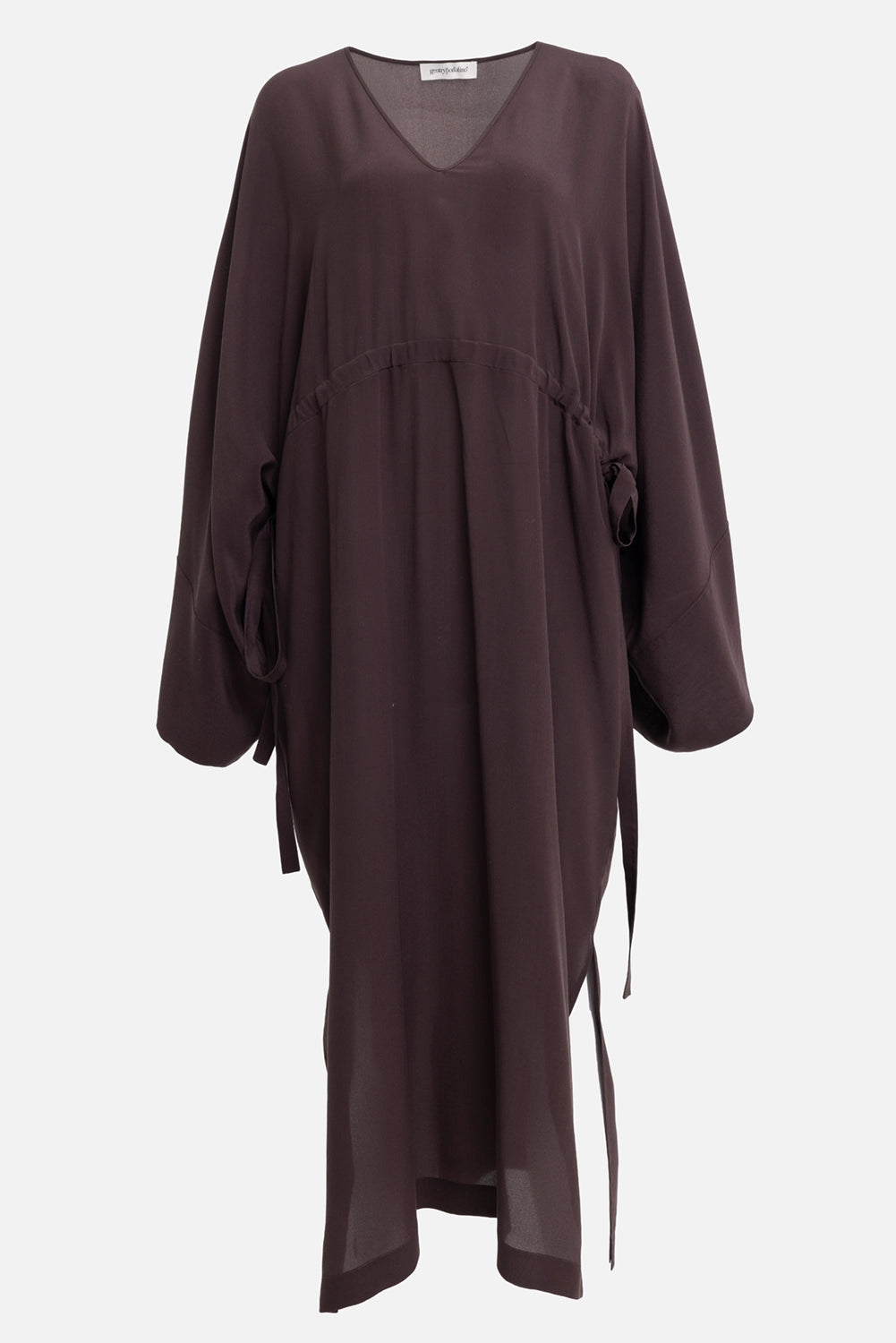 Gentry Portofino women's kaftan dress in moro, front view, deep V-neck and side-tie waist
