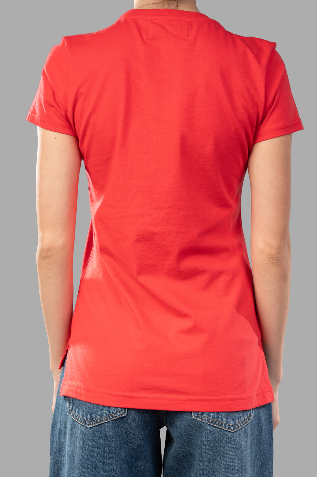Vivienne Westwood Orb Logo T-shirt in Coral, back view showcasing soft cotton blend and short sleeves.