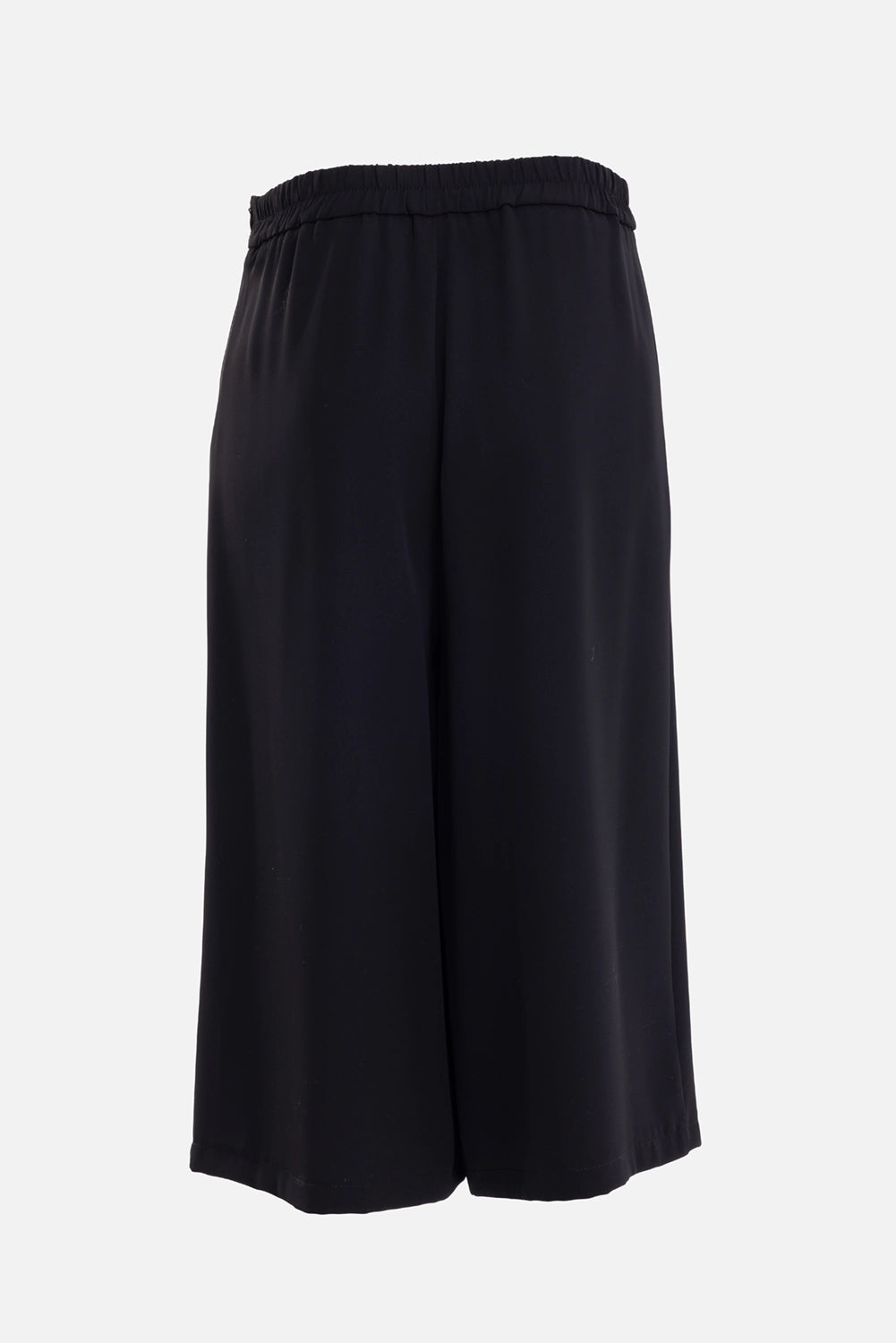 La Haine Inside Us women's culotte pants in black, back view, elastic waistband and wide cropped legs