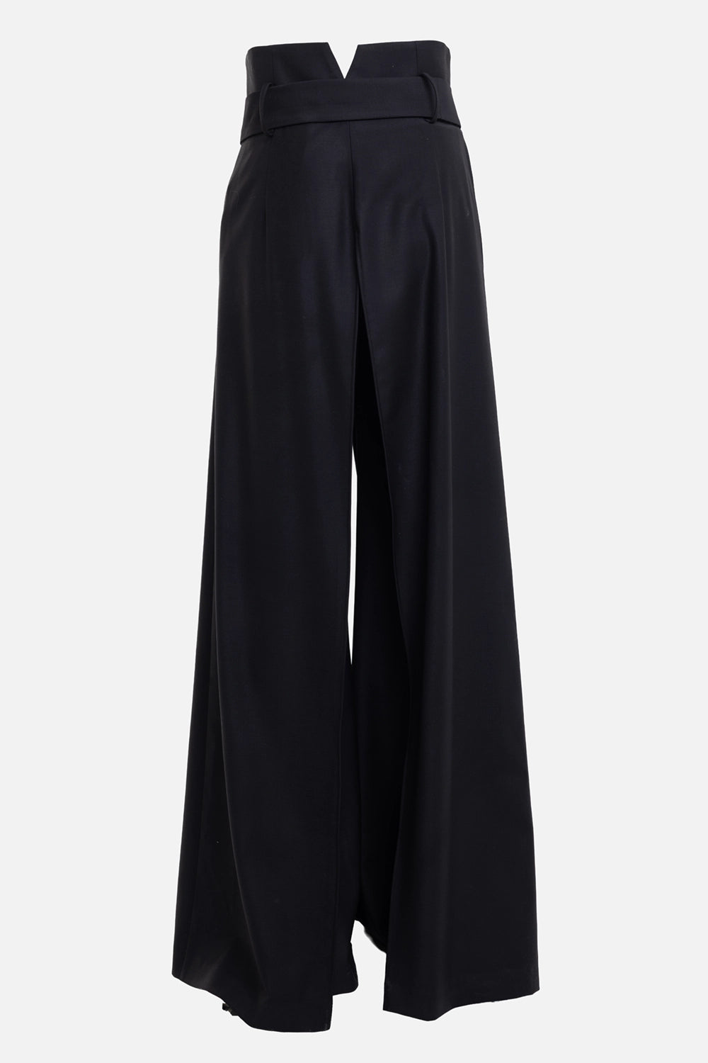 Sehnsucht Atelier women's trousers in black, back view, smooth wide leg and high waistband