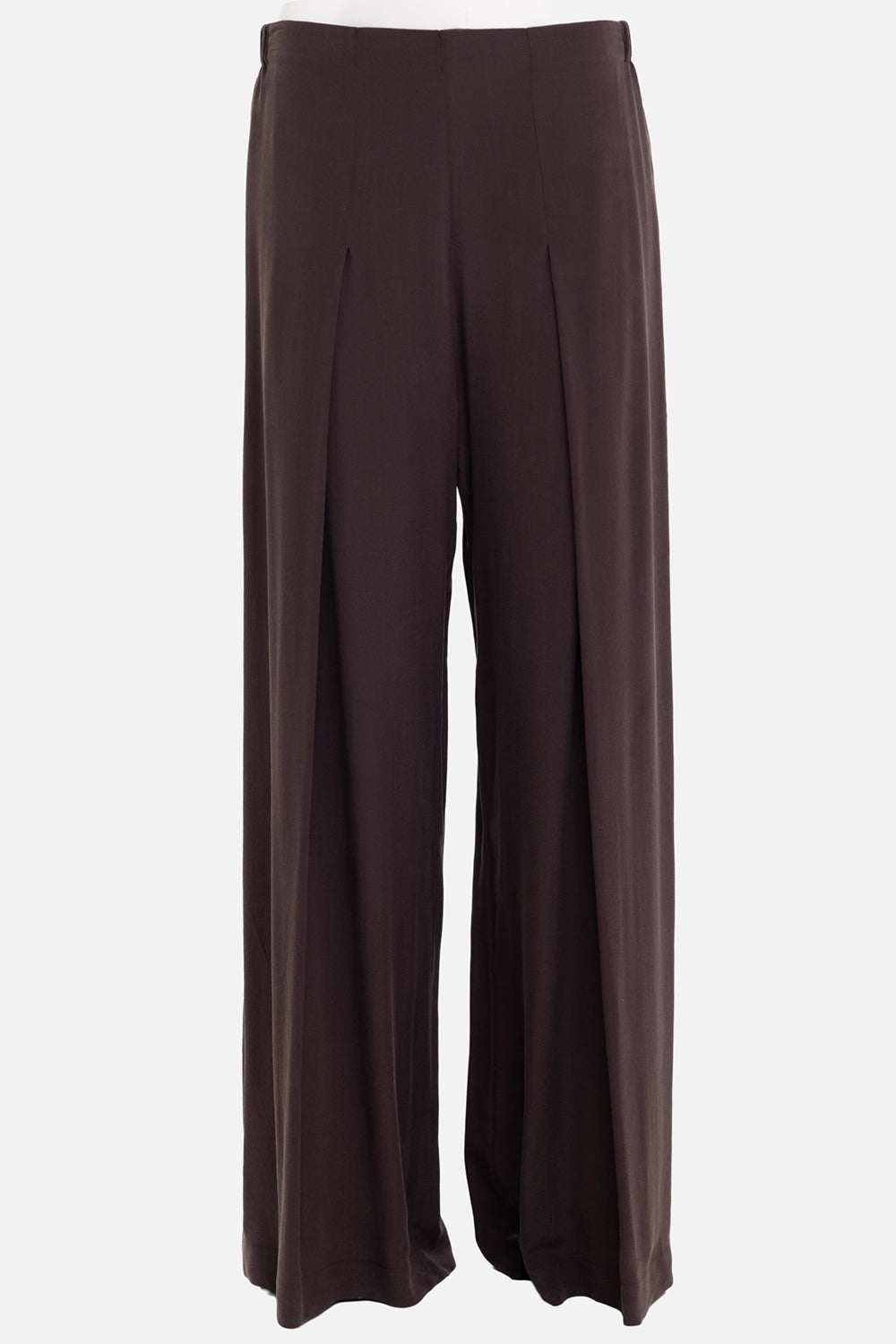 Gentry Portofino women's wide-leg trousers in moro, front view, flat waistband and front pleat detail